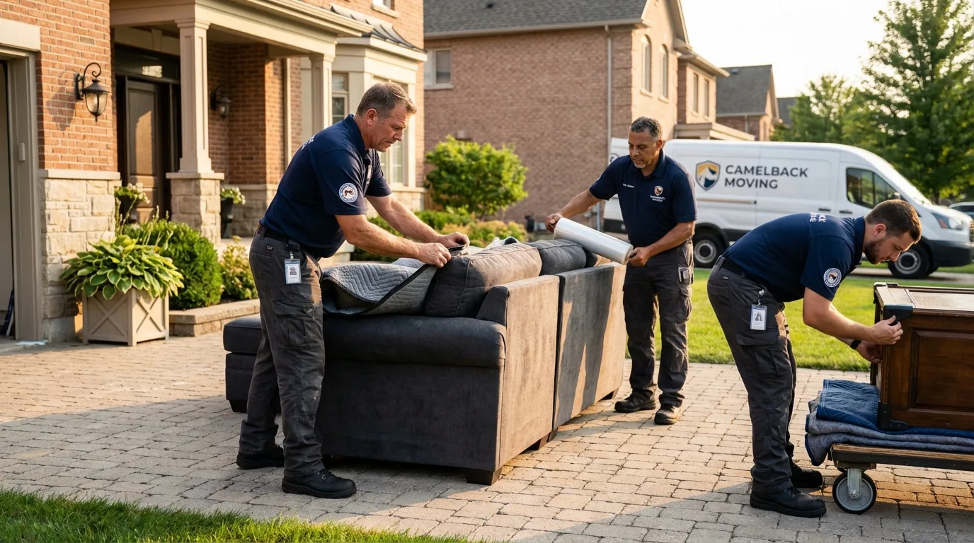 Large estate moving crew wrapping furniture in Yelm, WA